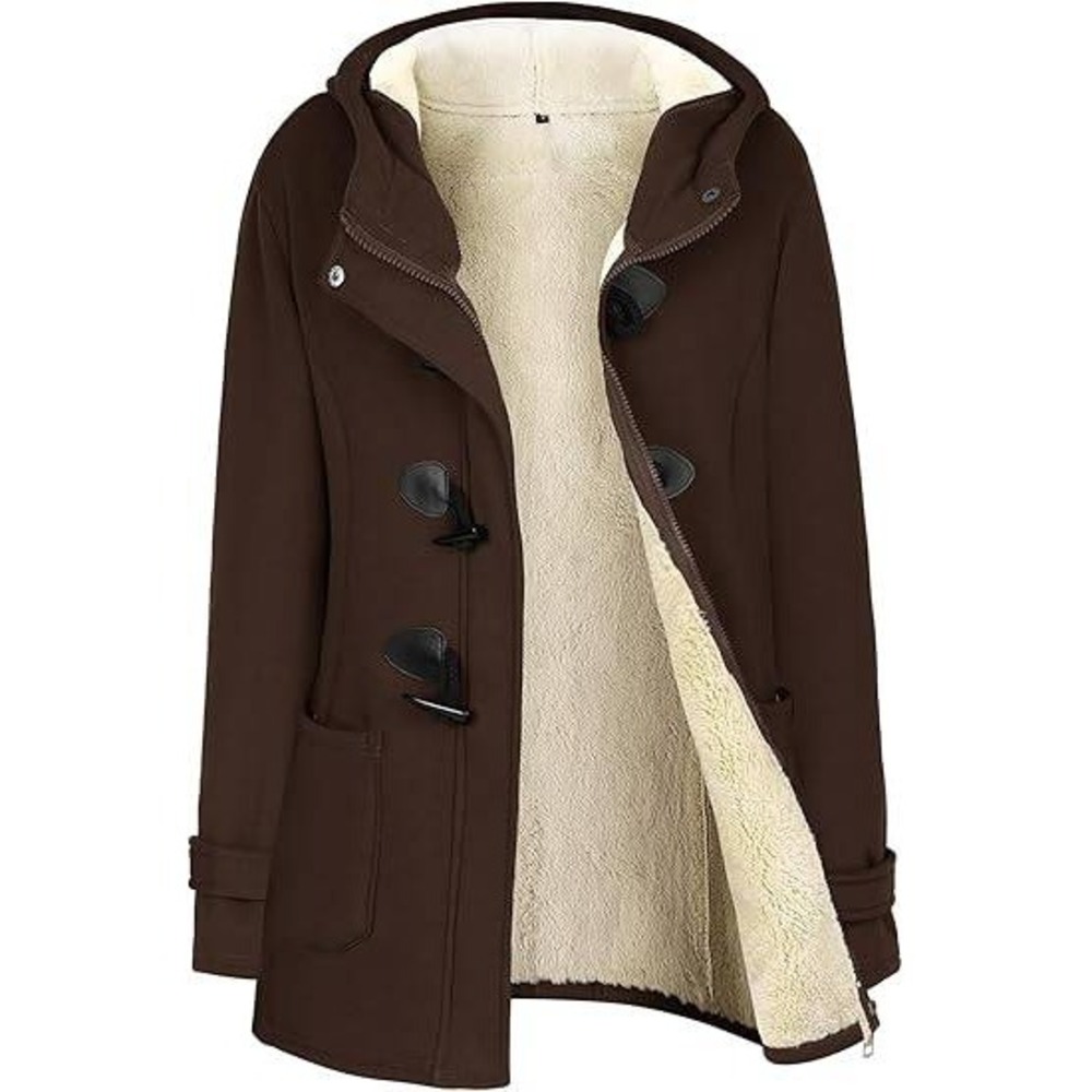 MSRP $57 Gihuo Women's Brown XXL Sherpa Lined Winter Jackets Duffle Toggle Coat